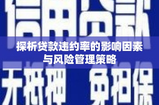 昌平探析贷款违约率的影响因素与风险管理策略
