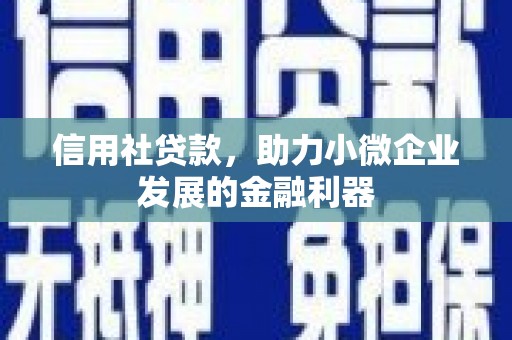 昌平信用社贷款，助力小微企业发展的金融利器